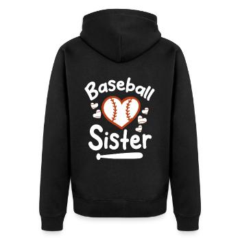 Baseball Sport Baseballspieler Pitcher Catcher USA - Unisex Premium Bio Zip Hoodie - Schwarz - Hinten - Nico (187cm)