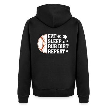 Baseball Sport Baseballspieler Pitcher Catcher USA - Unisex Premium Bio Zip Hoodie - Schwarz - Hinten - Nico (187cm)