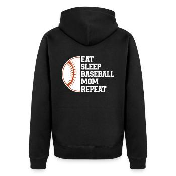 Baseball Sport Baseballspieler Pitcher Catcher USA - Unisex Premium Bio Zip Hoodie - Schwarz - Hinten - Nico (187cm)