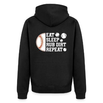 Baseball Sport Baseballspieler Pitcher Catcher USA - Unisex Premium Bio Zip Hoodie - Schwarz - Hinten - Nico (187cm)