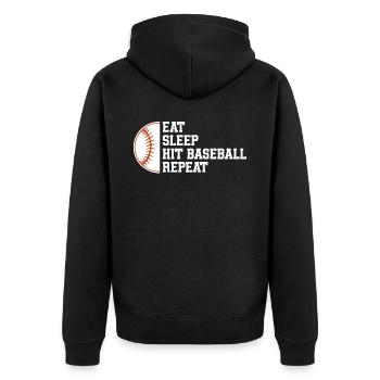 Baseball Sport Baseballspieler Pitcher Catcher USA - Unisex Premium Bio Zip Hoodie - Schwarz - Hinten - Nico (187cm)