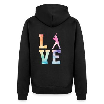 Baseball Sport Baseballspieler Pitcher Catcher USA - Unisex Premium Bio Zip Hoodie - Schwarz - Hinten - Nico (187cm)
