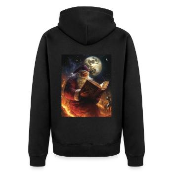 Weihnachtsmann Frauen Männer Kinder Weihnachten - Unisex Premium Bio Zip Hoodie - Schwarz - Hinten - Nico (187cm)