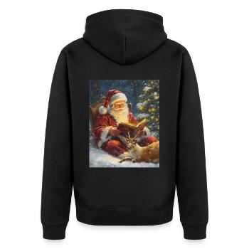 Weihnachtsmann Frauen Männer Kinder Weihnachten - Unisex Premium Bio Zip Hoodie - Schwarz - Hinten - Nico (187cm)