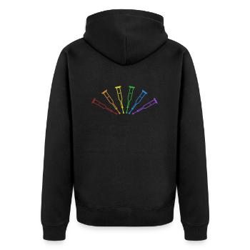 Bone Fracture LGBT Rainbow Broken Bone Surgeon - Unisex Premium Organic Zip Hoodie - black - Back - Nico (187cm)