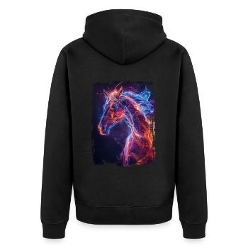 Pferd - Unisex Premium Bio Zip Hoodie - Schwarz - Hinten - Nico (187cm)