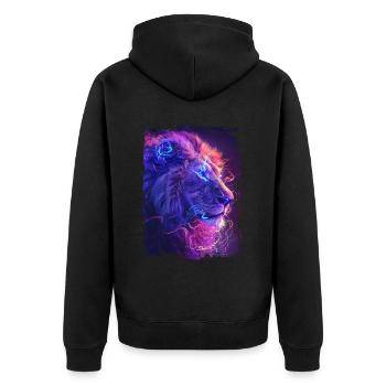 Lion - Unisex Premium Organic Zip Hoodie - black - Back - Nico (187cm)
