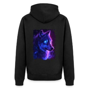 Wolf - Unisex Premium Bio Zip Hoodie - Schwarz - Hinten - Nico (187cm)