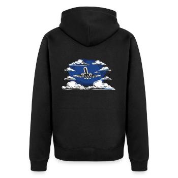 Meine Erste Flugreise Erstes Mal Fliegen - Unisex Premium Bio Zip Hoodie - Schwarz - Hinten - Nico (187cm)