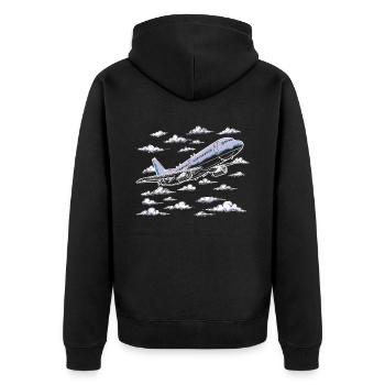 My first plane trip First time flying - Unisex Premium Organic Zip Hoodie - black - Back - Nico (187cm)