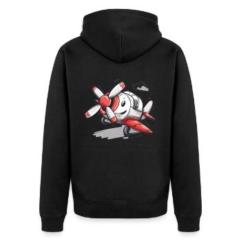 Meine Erste Flugreise Erstes Mal Fliegen - Unisex Premium Bio Zip Hoodie - Schwarz - Hinten - Nico (187cm)
