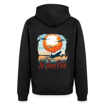 Meine Erste Flugreise Erstes Mal Fliegen - Unisex Premium Bio Zip Hoodie - Schwarz - Hinten - Nico (187cm)
