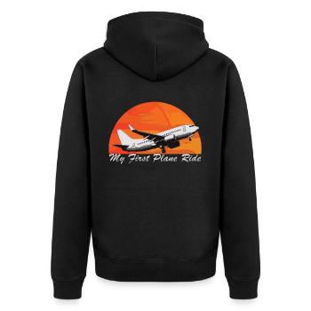 Meine Erste Flugreise Erstes Mal Fliegen - Unisex Premium Bio Zip Hoodie - Schwarz - Hinten - Nico (187cm)