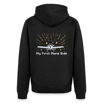 Meine Erste Flugreise Erstes Mal Fliegen - Unisex Premium Bio Zip Hoodie - Schwarz - Hinten - Nico (187cm)