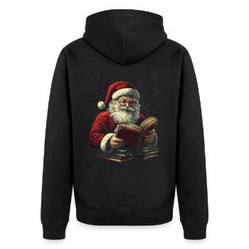 Weihnachtsmann Frauen Männer Kinder Weihnachten - Unisex Premium Bio Zip Hoodie - Schwarz - Hinten - Nico (187cm)
