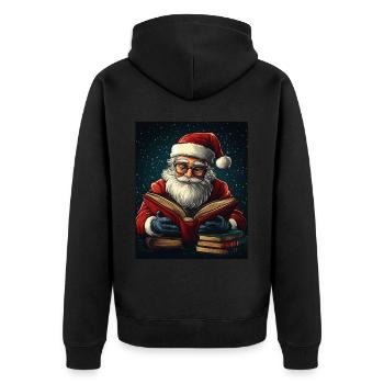Weihnachtsmann Frauen Männer Kinder Weihnachten - Unisex Premium Bio Zip Hoodie - Schwarz - Hinten - Nico (187cm)