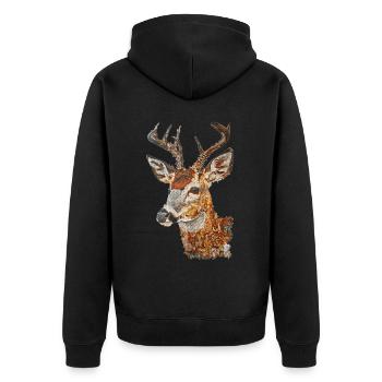Reh - Unisex Premium Bio Zip Hoodie - Schwarz - Hinten - Nico (187cm)