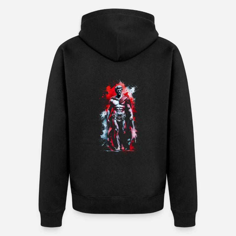 Marcus Aurelius Porträt - Unisex Premium Bio Zip Hoodie - Schwarz