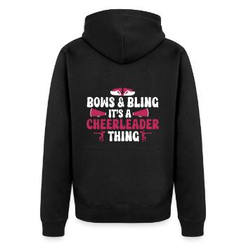Cheerleading Cheerleader Base Flyer - Unisex Premium Bio Zip Hoodie - Schwarz - Hinten - Nico (187cm)