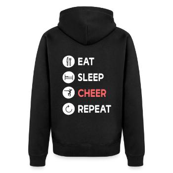 Cheerleading Cheerleader Base Flyer - Unisex Premium Bio Zip Hoodie - Schwarz - Hinten - Nico (187cm)