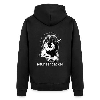 Cool Dog Wire-haired Dachshund Dogs - Unisex Premium Organic Zip Hoodie - black - Back - Nico (187cm)