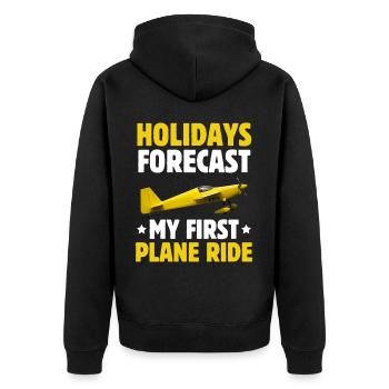 Urlaub Vorhersage Meine erste Flugreise - Unisex Premium Bio Zip Hoodie - Schwarz - Hinten - Nico (187cm)