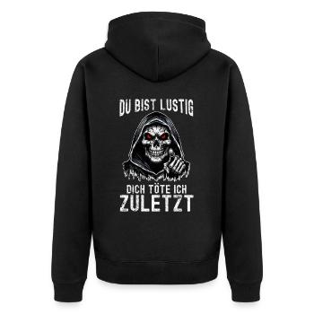 Tu es drôle, je t’aurai le dernier Faucheur - Veste à capuche bio Premium Unisexe - noir - Dos - Nico (187cm)