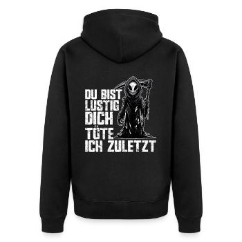 Tu es drôle, je t’aurai le dernier Faucheur - Veste à capuche bio Premium Unisexe - noir - Dos - Nico (187cm)