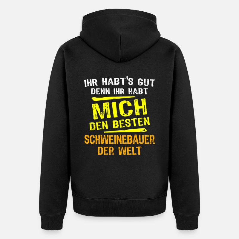 Cadeau éleveur de cochons - Veste à capuche bio Premium Unisexe - noir