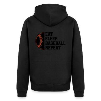 Baseball Sport Baseballspieler Pitcher Catcher USA - Unisex Premium Bio Zip Hoodie - Schwarz - Hinten - Nico (187cm)