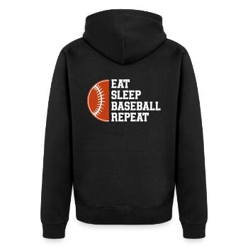 Baseball Sport Baseballspieler Pitcher Catcher USA - Unisex Premium Bio Zip Hoodie - Schwarz - Hinten - Nico (187cm)