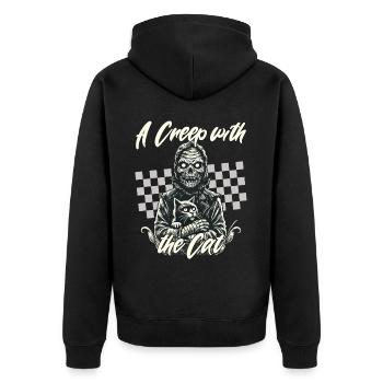 gruseliHalloween: A scary with the cat - Unisex Premium Organic Zip Hoodie - black - Back - Nico (187cm)