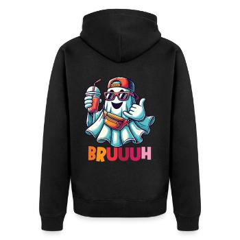 Unheimliches Lustiges Halloween Gespenst - Unisex Premium Bio Zip Hoodie - Schwarz - Hinten - Nico (187cm)