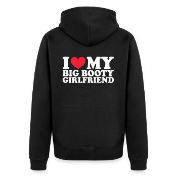 Girlfriend Freundin Beziehung Couple Liebe Pärchen - Unisex Premium Bio Zip Hoodie - Schwarz - Hinten - Nico (187cm)
