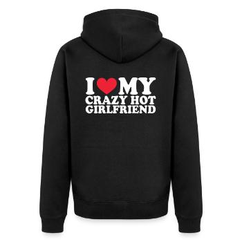 Girlfriend Freundin Beziehung Couple Liebe Pärchen - Unisex Premium Bio Zip Hoodie - Schwarz - Hinten - Nico (187cm)