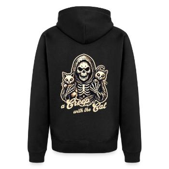 A scary with cats for Halloween fans - Unisex Premium Organic Zip Hoodie - black - Back - Nico (187cm)