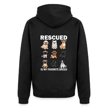 Rescued Is My Favorite Breed, dog rescue - Unisex Premium Bio Zip Hoodie - Schwarz - Hinten - Nico (187cm)