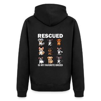 Rescued Is My Favorite Breed, dog rescue - Unisex Premium Bio Zip Hoodie - Schwarz - Hinten - Nico (187cm)
