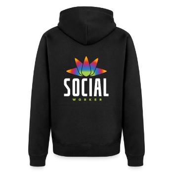 Social Worker Rainbow Lotus Flower - Unisex Premium Organic Zip Hoodie - black - Back - Nico (187cm)