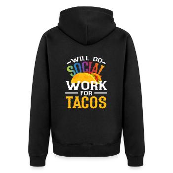 Devenir travailleur social pour les tacos - Veste à capuche bio Premium Unisexe - noir - Dos - Nico (187cm)