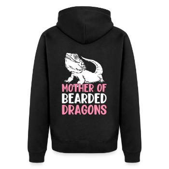 Mother of bearded dragons, lizard lover, mom - Unisex Premium Organic Zip Hoodie - black - Back - Nico (187cm)