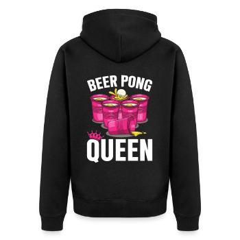Beer Pong Queen Beer Pong Girl Player Trinkspiel - Unisex Premium Bio Zip Hoodie - Schwarz - Hinten - Nico (187cm)