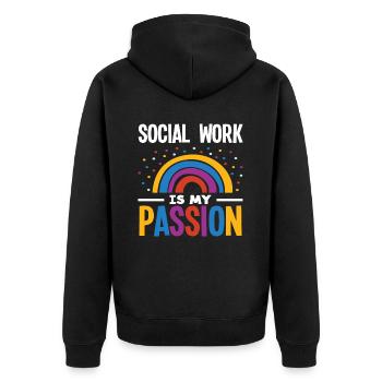 Le travail social est ma passion - Veste à capuche bio Premium Unisexe - noir - Dos - Nico (187cm)