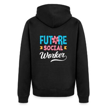 Futur travailleur social avec fleur - Veste à capuche bio Premium Unisexe - noir - Dos - Nico (187cm)