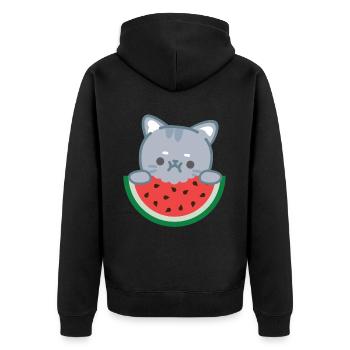 Melon pastèque Fruit d’été Cadeau végétalien - Veste à capuche bio Premium Unisexe - noir - Dos - Nico (187cm)