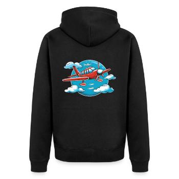 Meine Erste Flugreise Erstes Mal Fliegen - Unisex Premium Bio Zip Hoodie - Schwarz - Hinten - Nico (187cm)