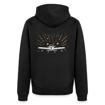 Meine Erste Flugreise Erstes Mal Fliegen - Unisex Premium Bio Zip Hoodie - Schwarz - Hinten - Nico (187cm)