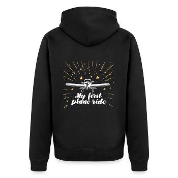 Meine Erste Flugreise Erstes Mal Fliegen - Unisex Premium Bio Zip Hoodie - Schwarz - Hinten - Nico (187cm)