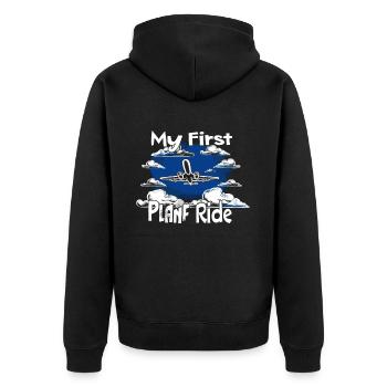 Meine Erste Flugreise Erstes Mal Fliegen - Unisex Premium Bio Zip Hoodie - Schwarz - Hinten - Nico (187cm)