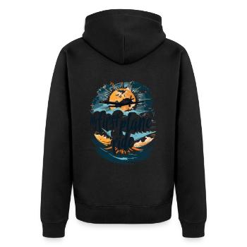 Meine Erste Flugreise Erstes Mal Fliegen - Unisex Premium Bio Zip Hoodie - Schwarz - Hinten - Nico (187cm)